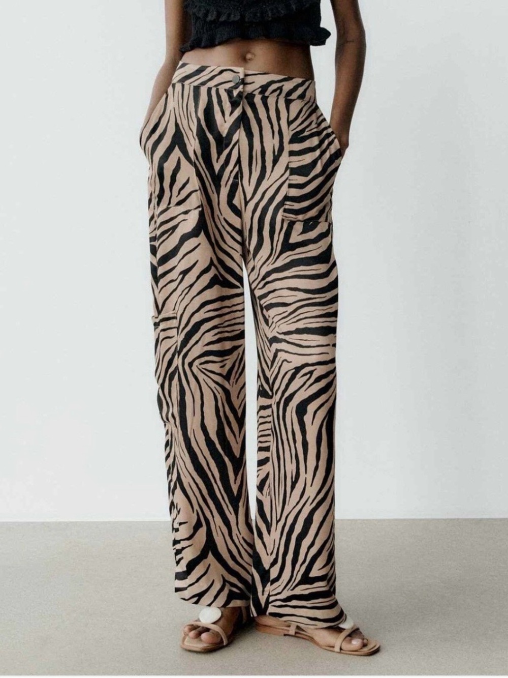 Zara light weight tiger print wide leg pants